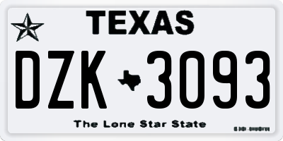 TX license plate DZK3093