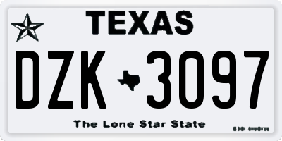 TX license plate DZK3097