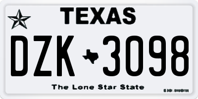 TX license plate DZK3098