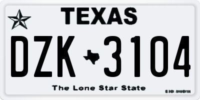 TX license plate DZK3104