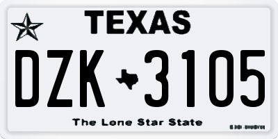TX license plate DZK3105