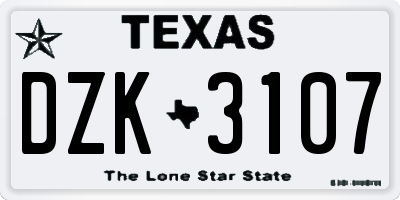 TX license plate DZK3107