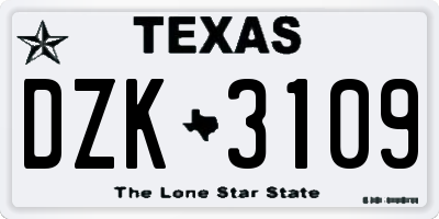 TX license plate DZK3109
