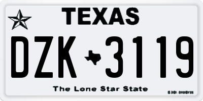 TX license plate DZK3119