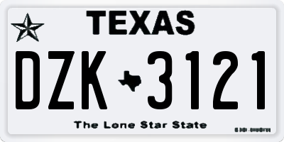 TX license plate DZK3121