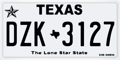 TX license plate DZK3127