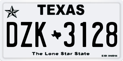 TX license plate DZK3128