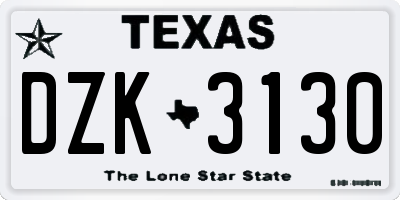 TX license plate DZK3130