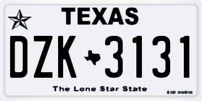 TX license plate DZK3131