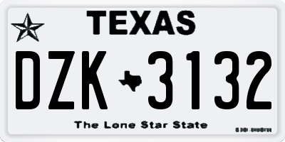 TX license plate DZK3132