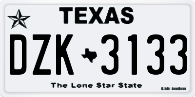 TX license plate DZK3133