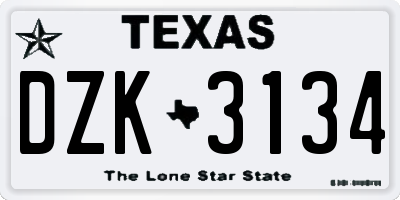 TX license plate DZK3134