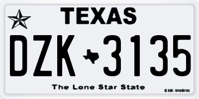 TX license plate DZK3135