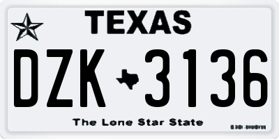 TX license plate DZK3136