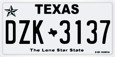 TX license plate DZK3137