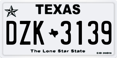 TX license plate DZK3139