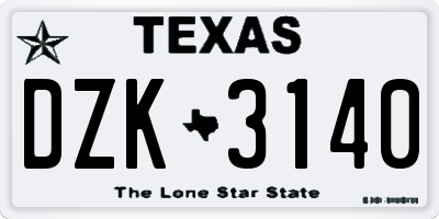 TX license plate DZK3140
