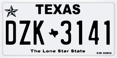 TX license plate DZK3141