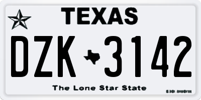 TX license plate DZK3142
