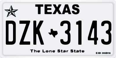 TX license plate DZK3143