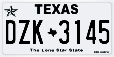 TX license plate DZK3145