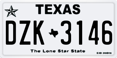 TX license plate DZK3146