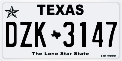 TX license plate DZK3147