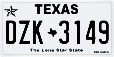 TX license plate DZK3149