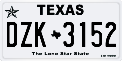 TX license plate DZK3152