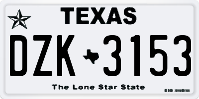TX license plate DZK3153