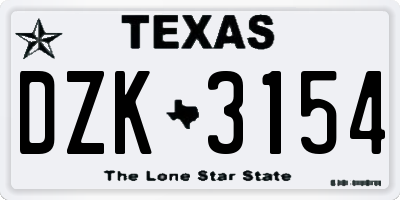 TX license plate DZK3154