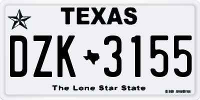 TX license plate DZK3155