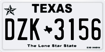 TX license plate DZK3156