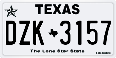 TX license plate DZK3157