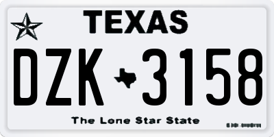 TX license plate DZK3158
