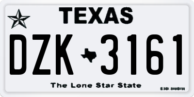 TX license plate DZK3161