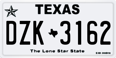 TX license plate DZK3162