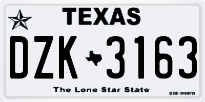 TX license plate DZK3163
