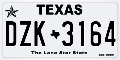 TX license plate DZK3164