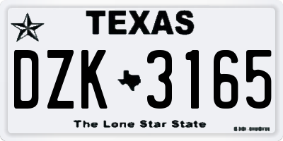 TX license plate DZK3165