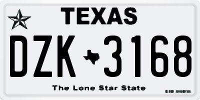 TX license plate DZK3168