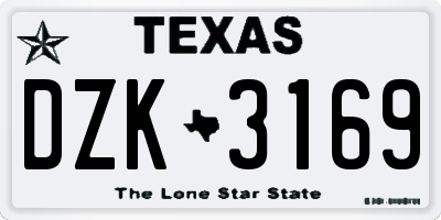 TX license plate DZK3169