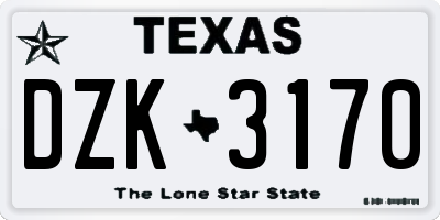 TX license plate DZK3170
