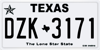 TX license plate DZK3171