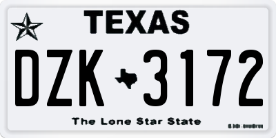 TX license plate DZK3172