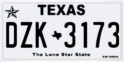 TX license plate DZK3173