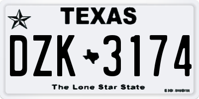 TX license plate DZK3174