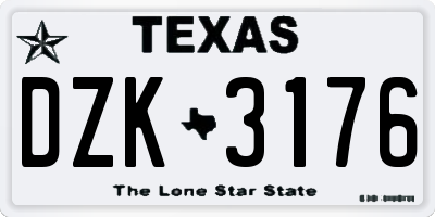 TX license plate DZK3176