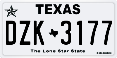 TX license plate DZK3177