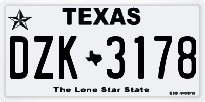 TX license plate DZK3178